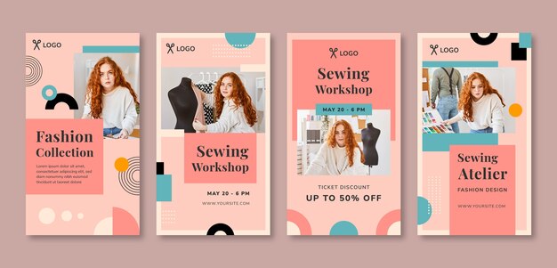 Minimal geometric atelier historias de instagram