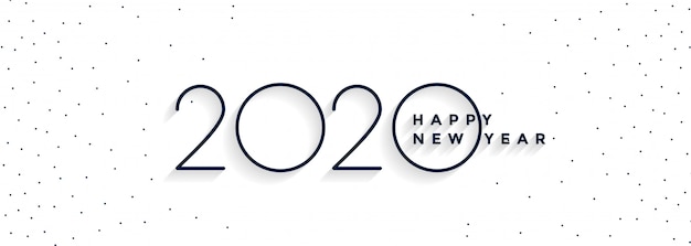mínimo 2020 feliz año nuevo bandera blanca