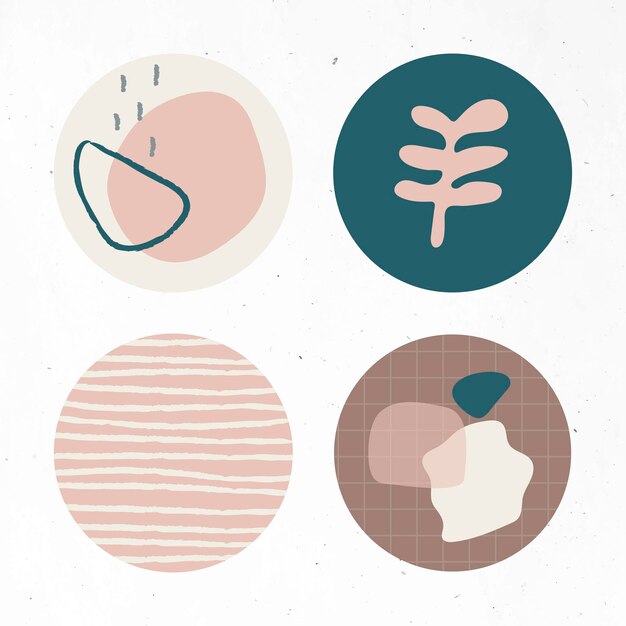 Mínimo doodle historia social destaca icono conjunto vector