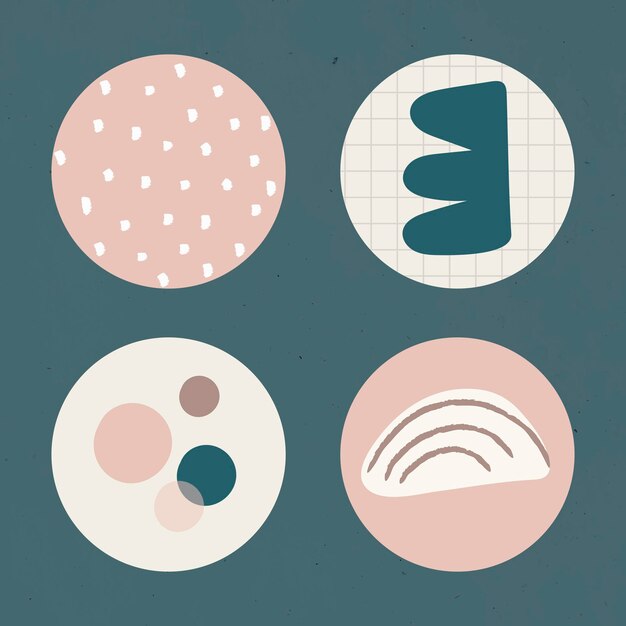 Mínimo doodle historia social destaca icono conjunto vector