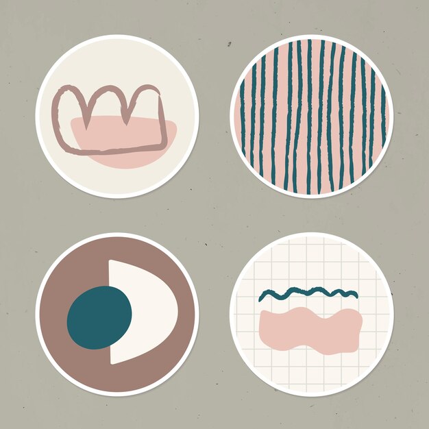 Mínimo doodle historia social destaca icono conjunto vector