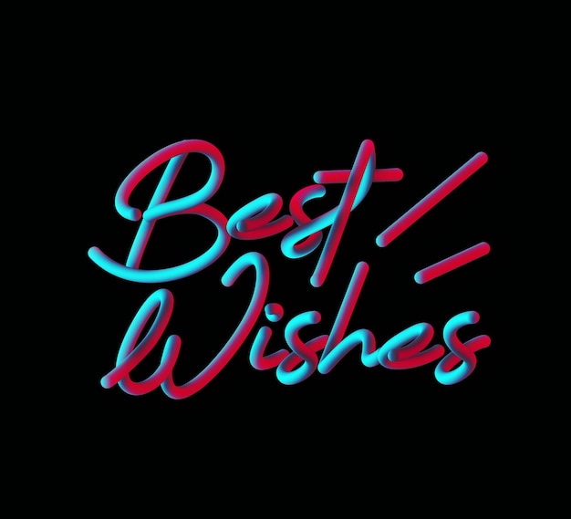 Mis mejores deseos Caligráfico 3d Estilo de tubería Texto Vector ilustración Diseño