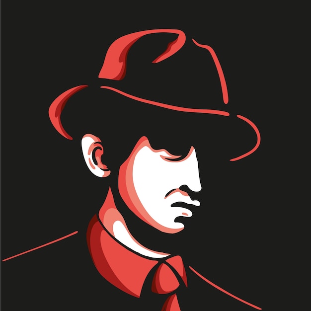 Vector gratuito misterioso personaje de la mafia con sombrero