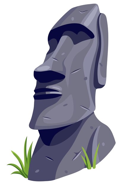 Moai en la isla de Pascua Escultura de piedra de dibujos animados de vector aislado