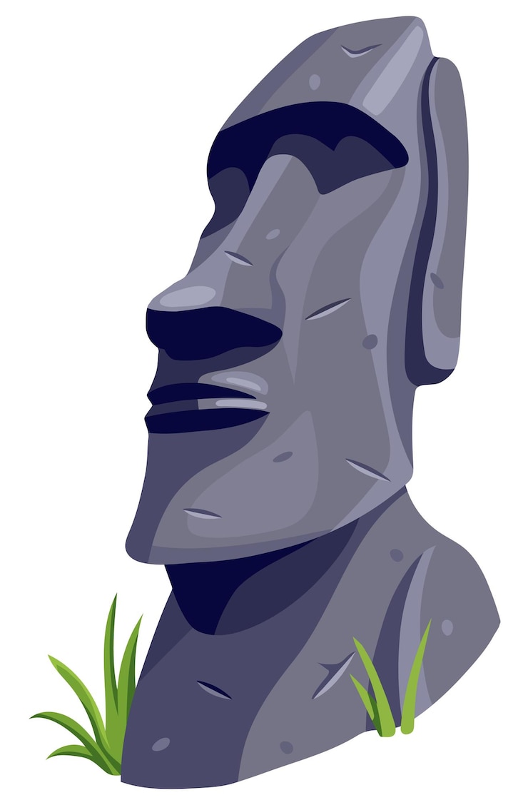 Moai en la isla de Pascua Escultura de piedra de dibujos animados de vector aislado