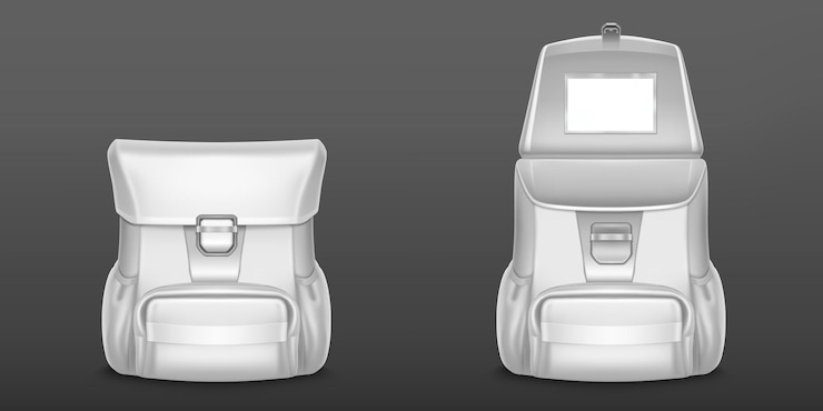 Vector gratuito mochila escolar blanca o mochila de viaje aislada en gris