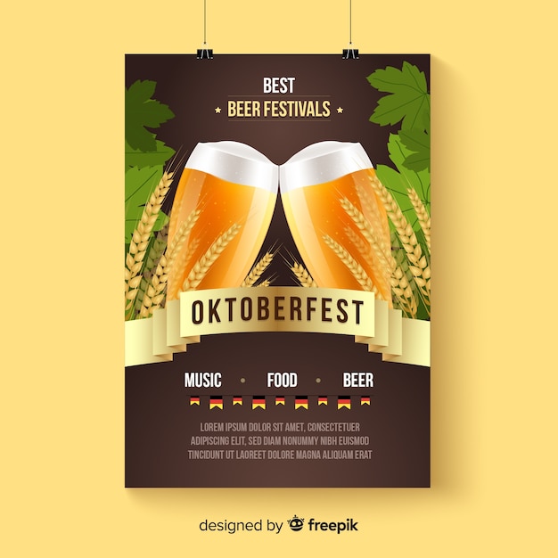 Vector gratuito mockup de cartel para el oktoberfest en estilo realista