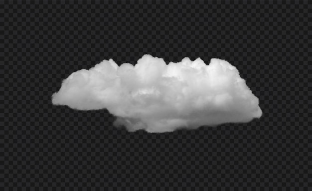 Mockup png de nube vectorial blanca realista aislada en un fondo de cielo transparente negro Nube de aire humeante