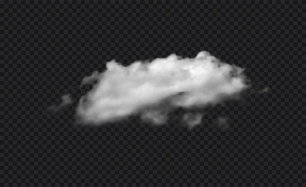 Mockup png de nube vectorial blanca realista aislada en un fondo de cielo transparente negro Nube de aire humeante