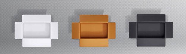 Mockups de cajas de cartón 3D abiertas
