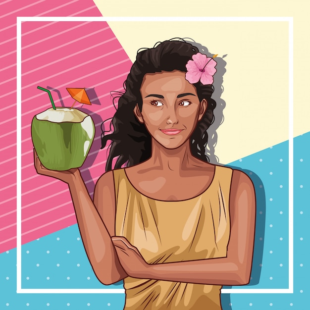 Vector gratuito moda de arte pop y dibujos animados de mujer hermosa