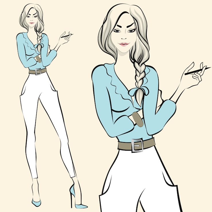 Vector gratuito la moda está de pie las emociones de la mujer