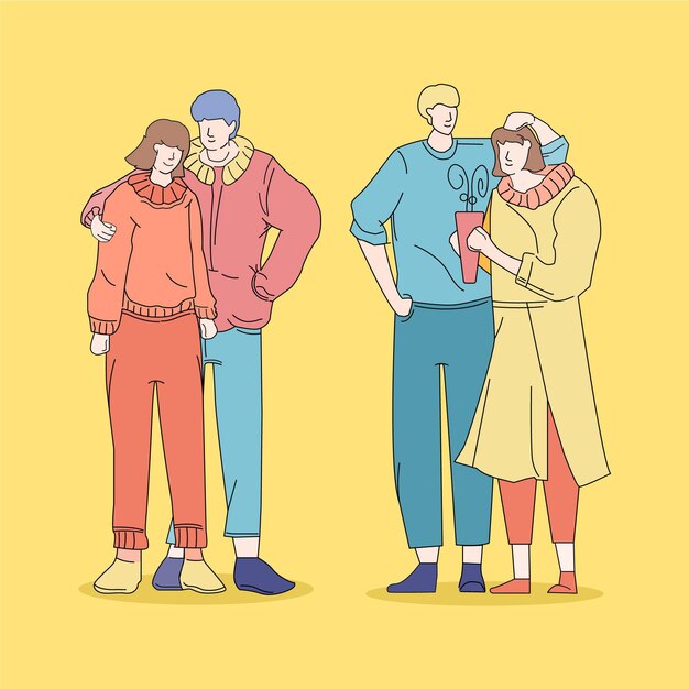 Moda ilustrada jóvenes coreanos.