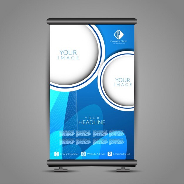 Modelo de banner de pie de color azul 