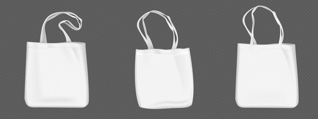 Modelo de bolsa ecológica blanca de algodón vectorial