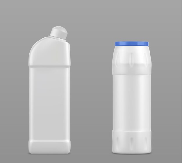 Modelo de botella de detergente de plástico en blanco