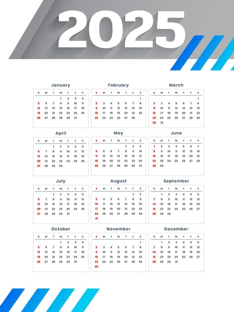 Modelo de calendario de pared moderno para 2025 organizar evento o tarea
