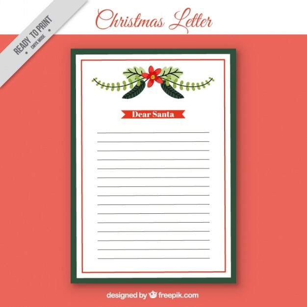 Modelo de carta de navidad con detalle floral