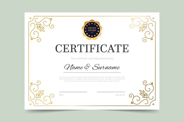 Modelo de certificado elegante