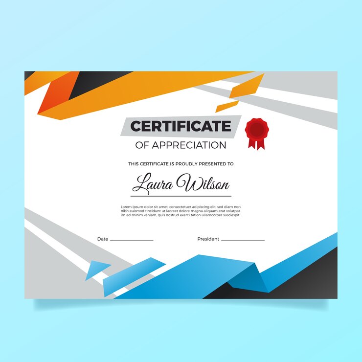 Vector gratuito modelo de certificado geométrico abstracto