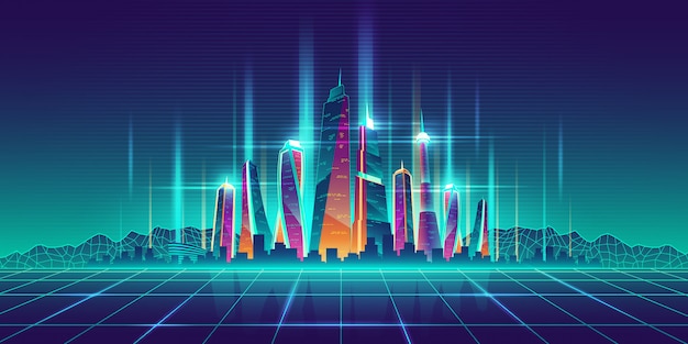 Modelo de dibujos animados virtual de Metrópolis del futuro.