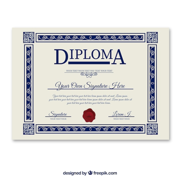 Vector gratuito modelo de diploma