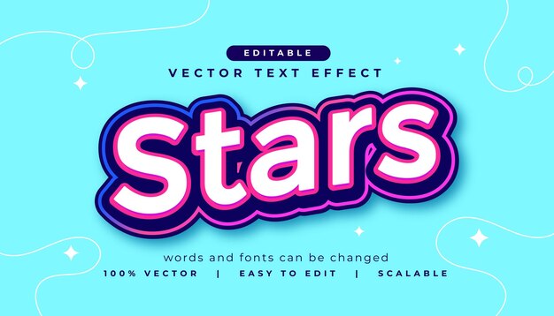 modelo de estilo de efecto de texto de letras de estrellas editables