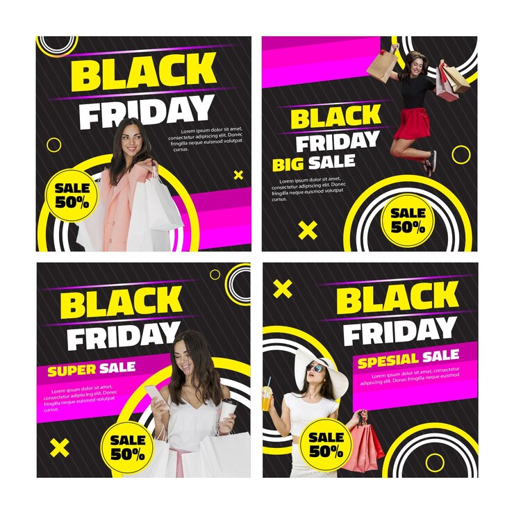 Vector gratuito modelo femenino viernes negro publicación de instagram