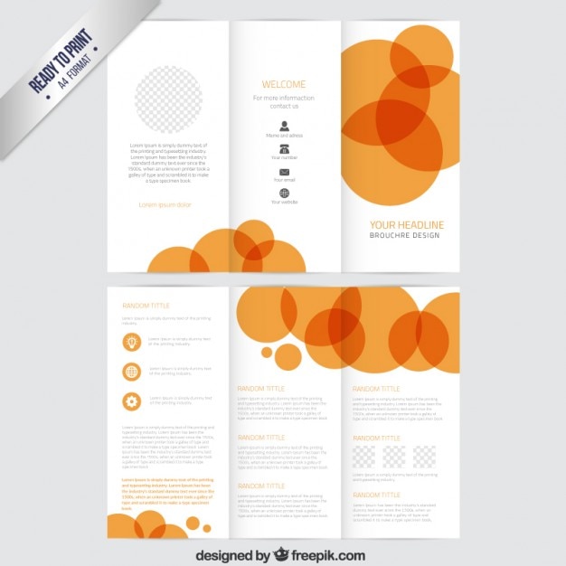 Modelo del folleto con círculos de color naranja