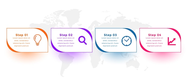 Modelo de gráfico de línea de tiempo infográfico moderno con proceso paso a paso