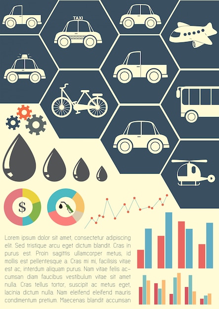 Vector gratuito un modelo gráfico que muestra los medios de transporte.