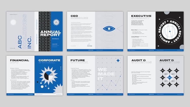 Vector gratuito modelo de informe anual de diseño plano