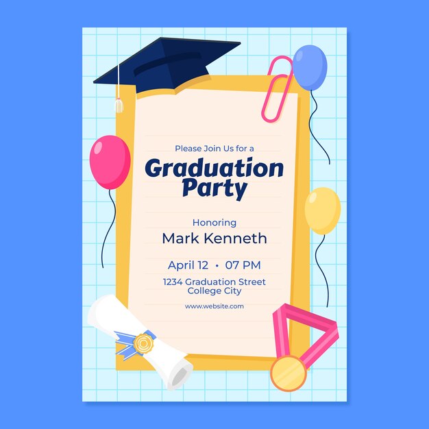 Modelo de invitación a la graduación dibujado a mano