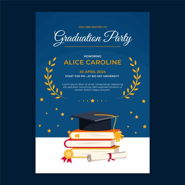 Modelo de invitación a la graduación dibujado a mano