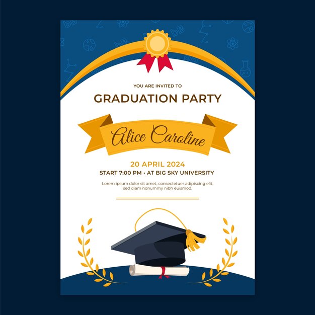 Modelo de invitación a la graduación dibujado a mano