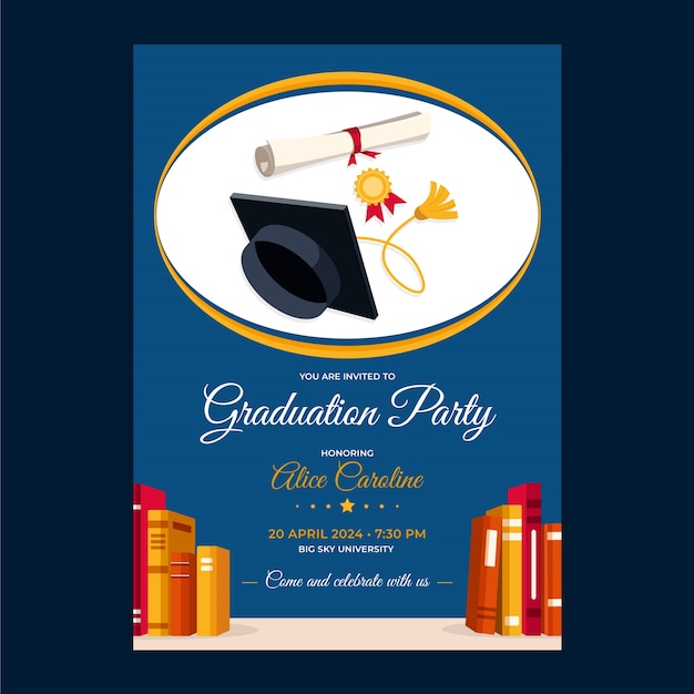 Modelo de invitación a la graduación dibujado a mano
