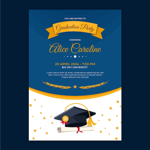 Modelo de invitación a la graduación dibujado a mano