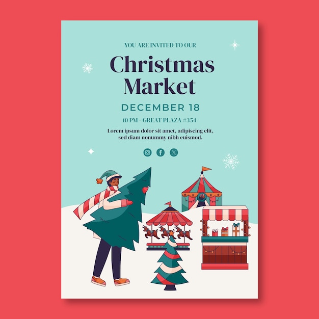 Modelo de invitación para el mercado de la temporada navideña