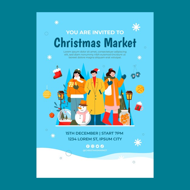 Modelo de invitación para el mercado de la temporada navideña