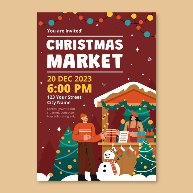 Modelo de invitación para el mercado de la temporada navideña
