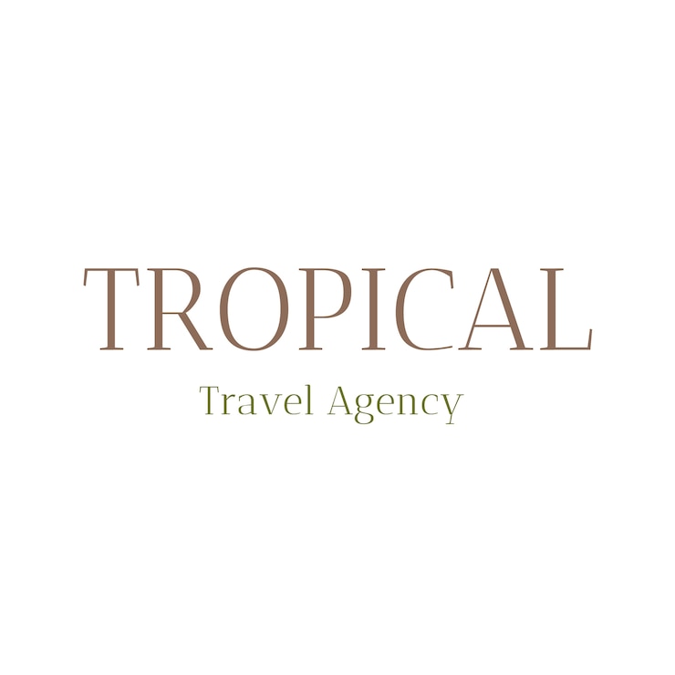 Vector gratuito modelo de logotipo de una elegante agencia de viajes tropicales dibujado a mano