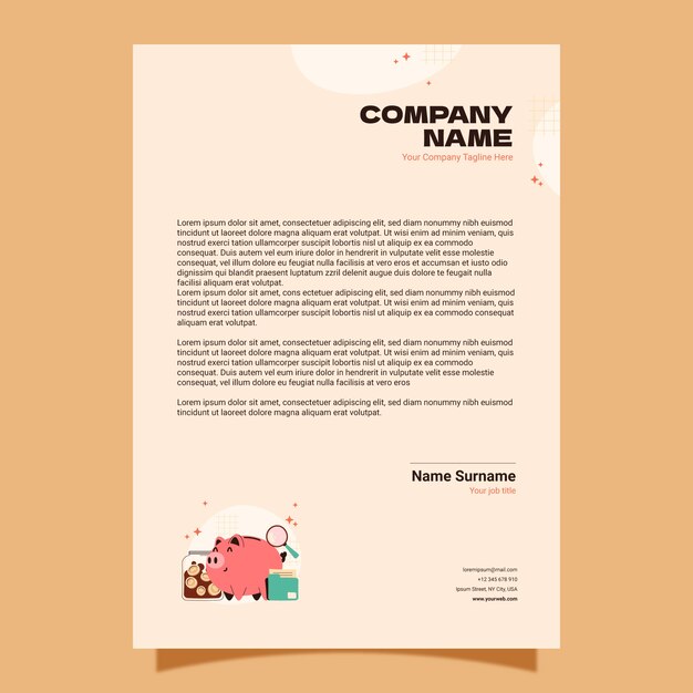 Modelo de membrete del concepto de finanzas