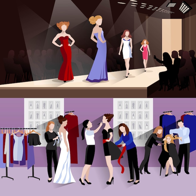 Vector gratuito modelo de moda banner horizontal conjunto