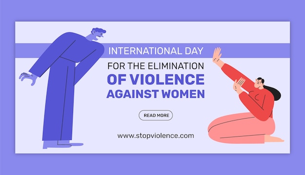 Vector gratuito modelo de pancarta horizontal para el día internacional para la eliminación de la violencia contra la mujer