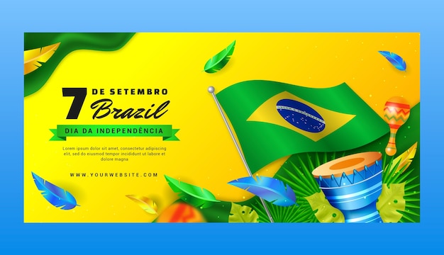 Vector gratuito modelo de pancarta horizontal realista para la celebración del día de la independencia de brasil