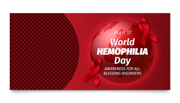 Vector gratuito modelo de pancarta horizontal realista para la concienciación sobre el día mundial de la hemofilia
