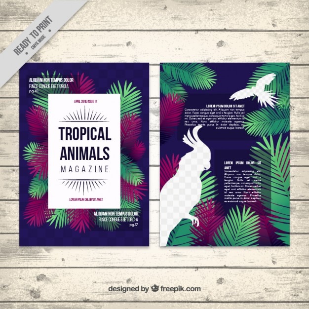 Vector gratuito modelo de revista de animales tropicales