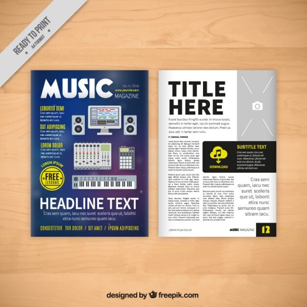 Vector gratuito modelo de revista sencilla de música