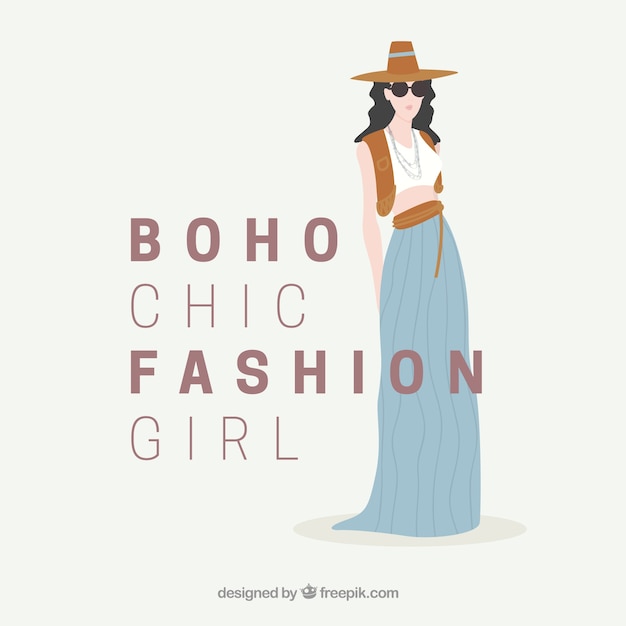 Modelo con ropa en estilo boho