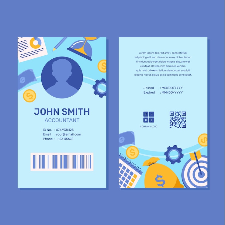 Vector gratuito modelo de tarjeta de identificación de la contabilidad financiera